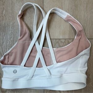 Lululemon Sports Bra Womens 6 Energy Longline Medium Support White Strappy